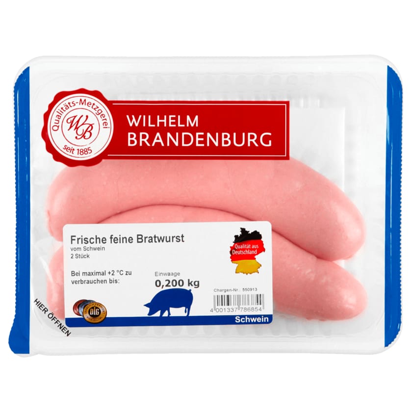 Wilhelm Brandenburg Feine Bratwurst vom Schwein 200g